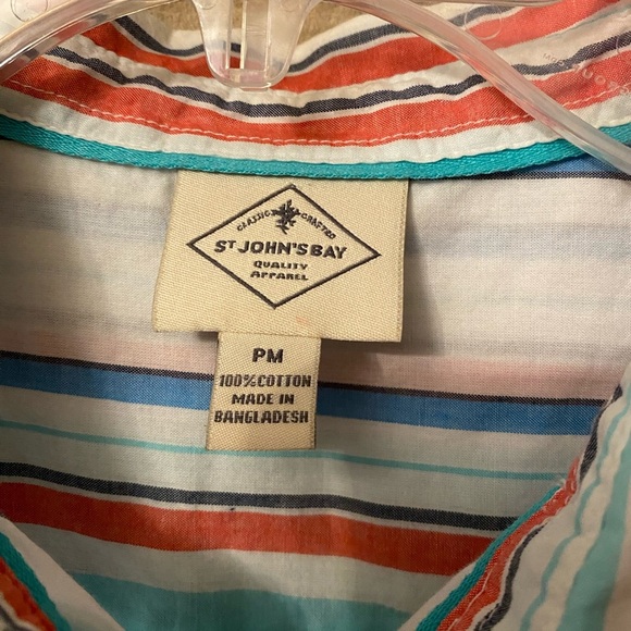 Striped Pattern Blouse Sleeveless St Johns Bay, Size PM - Picture 3 of 10